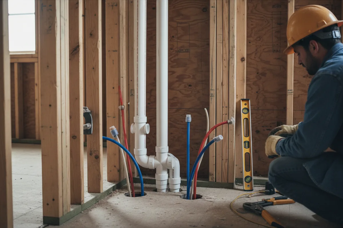Drain and supply rough-in during Leak Detection in Steubenville