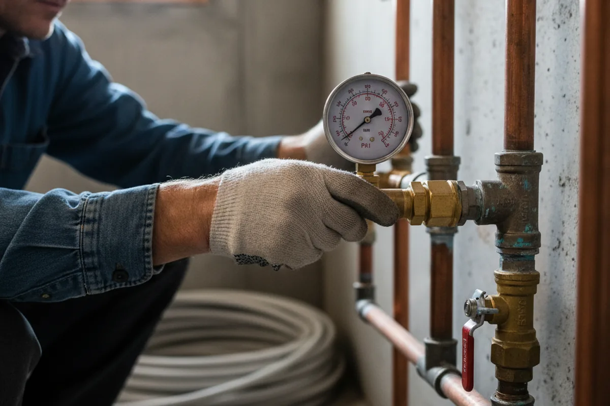 Pressure testing a repaired line during Water Line Repair in Steubenville